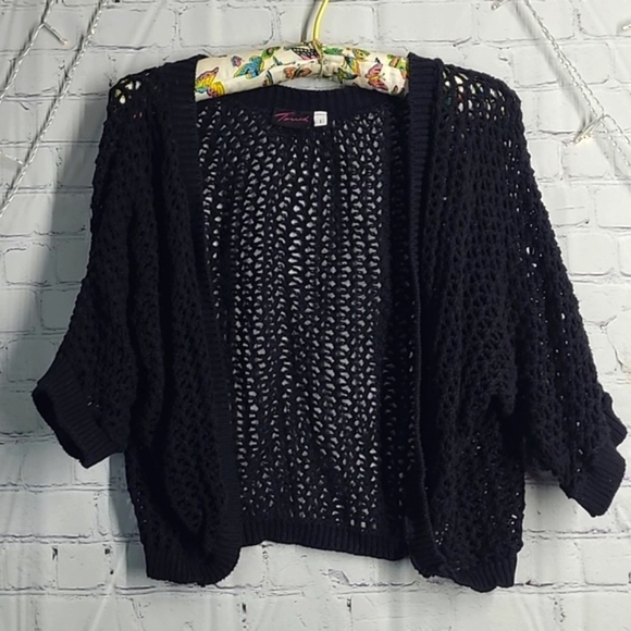 Y2K Torrid USA Made Black Chunky Loose Knit Quarter Sleeve Top Plus Size 1 - Picture 3 of 11